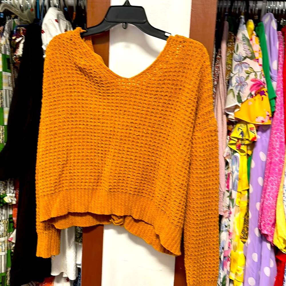 Gold, long sleeve, sweater, size medium